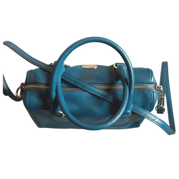 Coach Mini Bennett Teal Satchel/ Crossbody Handbag - Picture 4 of 9